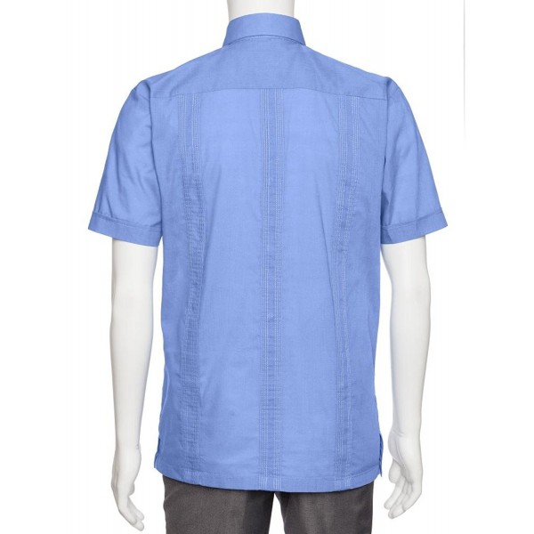 Mens Short Sleeve Linen Look Guayabera Shirt - White - CY123F4IWLX