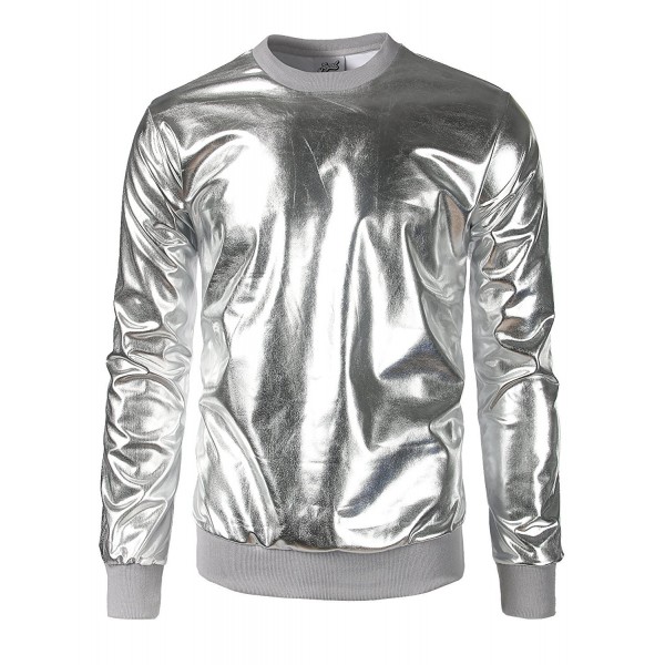 Metallic Gold Shirts Nightclub Styles Hoodies - Silver - CM17Z2NO70K