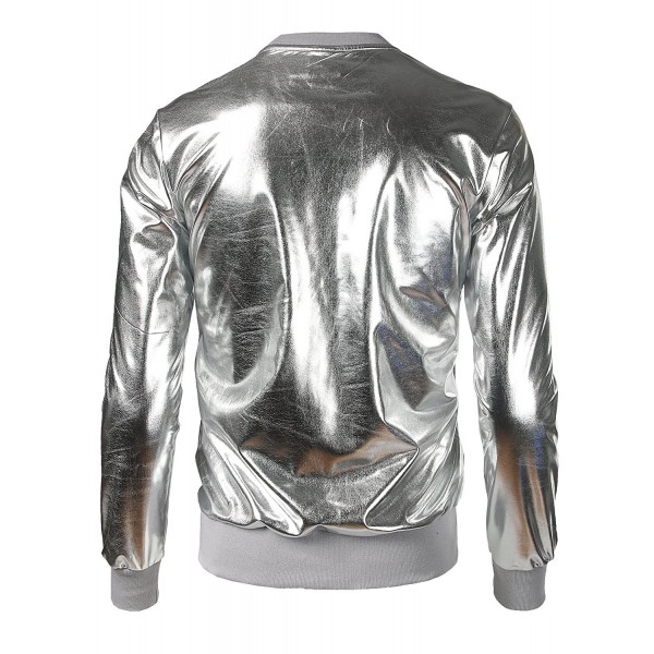 Metallic Gold Shirts Nightclub Styles Hoodies - Silver - CM17Z2NO70K