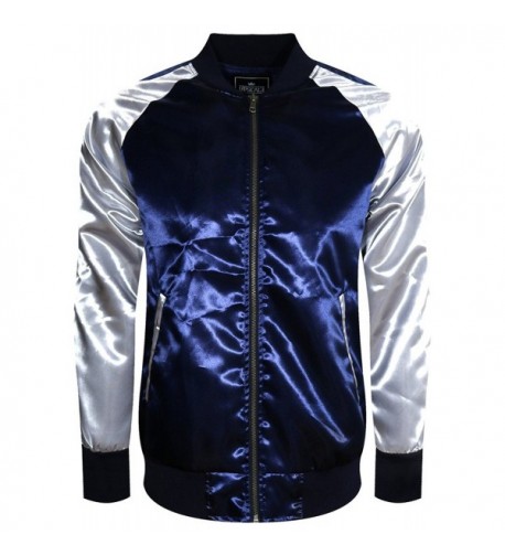 UPSCALE Satin Souvenir Jacket NAVYSILVER