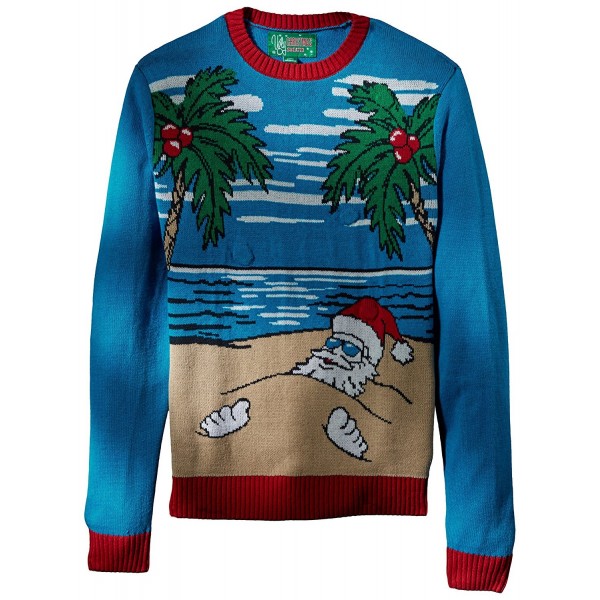 Ugly Christmas Sweater Light up Santa Turquoise