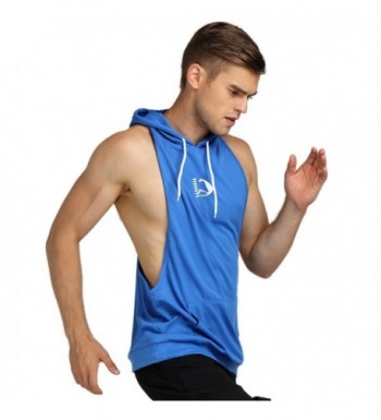 Mens Bodybuilding Stringer Hoodie Gym Tank Top Racerback Hoodie - Blue ...