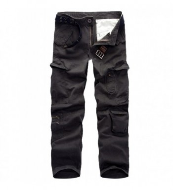 Mens Multi Pockets Cargo Pants Military Style With Belt - Grey ...