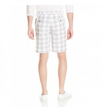 Men's Cool 18 Expandable-Waist Plain-Front Plaid Short - White ...