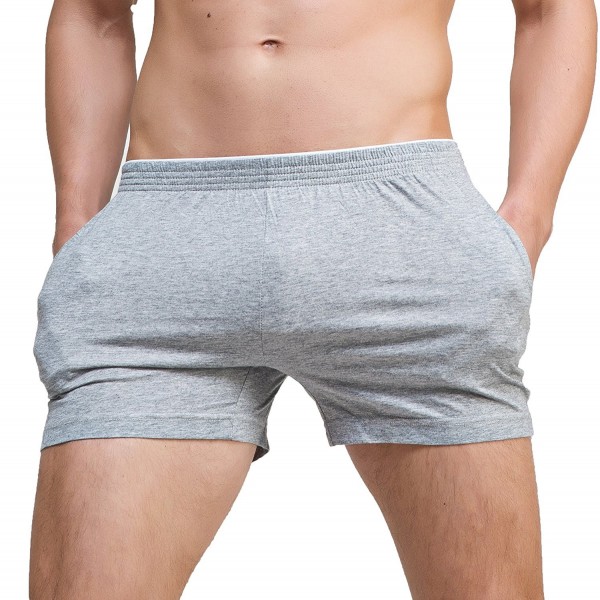 Men's Solid Cotton Sleep Bottoms Fashion Simple Active Shorts - Grey ...