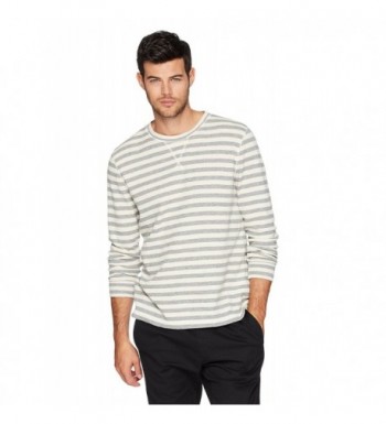 Men's Long Sleeve Stripe Waffle Crew Neck T-Shirt - Ivory / Gray Stripe ...