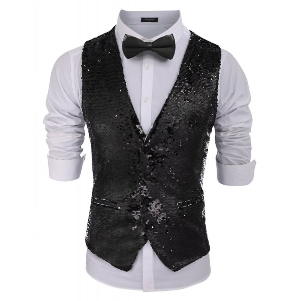 Men's Shiny Party Dress Vests Sequins Vest waistcoat For Prom-Wedding ...