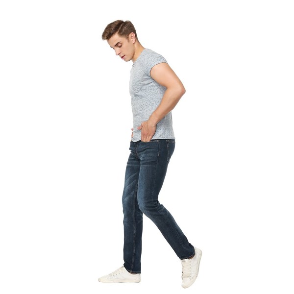 Men's Fashion Tight Jeans Slim Fit Straight Leg Pants - Blue - CM187S8ODXX