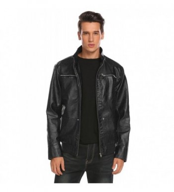 Mens Casual Vantage Faux Leather Jacket Motorcycle Biker Coat With ...