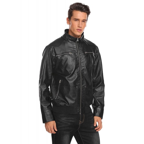 Mens Casual Vantage Faux Leather Jacket Motorcycle Biker Coat With ...
