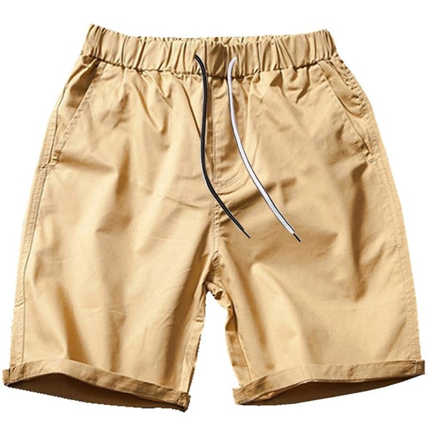 Men's Casual Cotton Summer Beach Shorts With Pockets Drawstring Walk ...