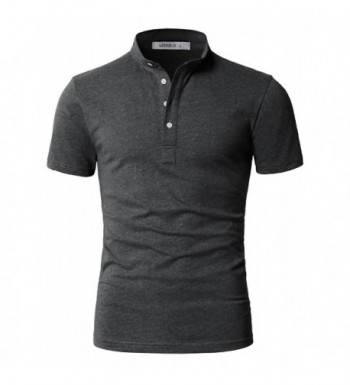 Men's Slim Fit Casual Short Sleeve Mandarin Collar Button Henley T ...