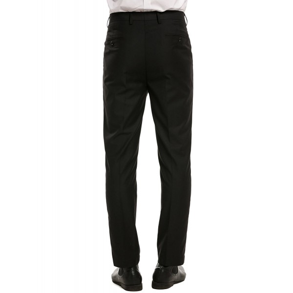 Men's Classic Flat Front Suit Separate Pant - Black - CJ12NTKRTFG