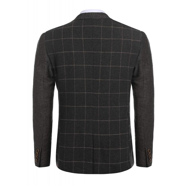 Men's Elegant Regular Fit One Button Plaid Tweed Dress Suit Blazer ...