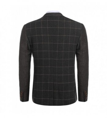 Men's Elegant Regular Fit One Button Plaid Tweed Dress Suit Blazer ...