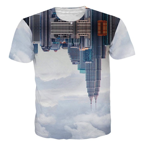 Unisex 3D Printed Crewneck Short Sleeve T-Shirt Top Tee - City Scape ...