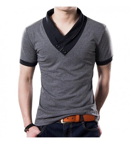 YTD Cotton Casual V Neck Button