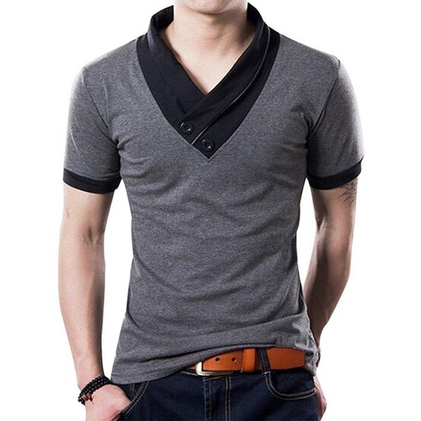 YTD Cotton Casual V Neck Button