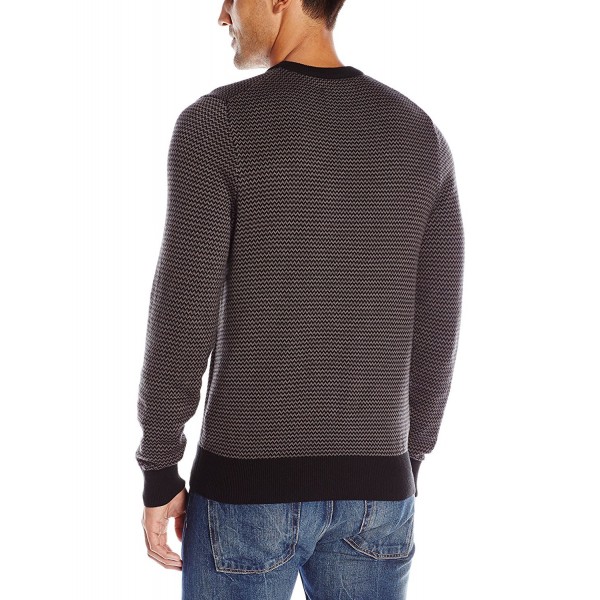 Men's Long Sleeve Herringbone Crewneck Sweater - Jet Black - C312LIDEBUT