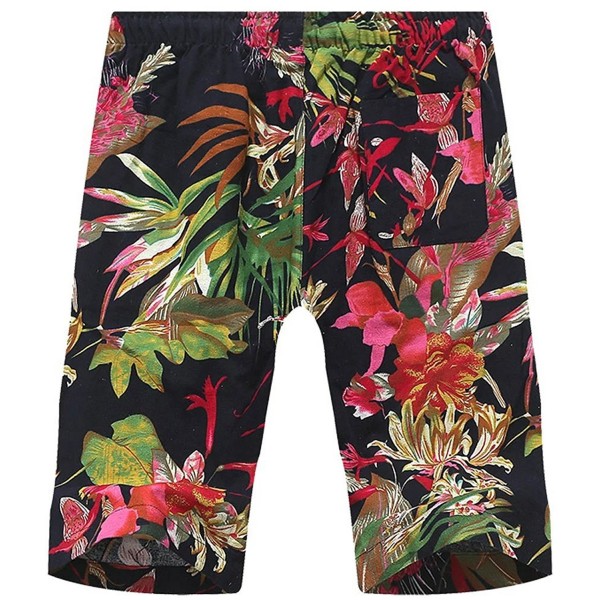 Men's Retro Vintage Floral Print Linen Draw-string Jogger Shorts ...