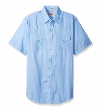 Men's Tall Size Short Sleeve Solid Western Shirt - Light Blue - C212O0XKDIR