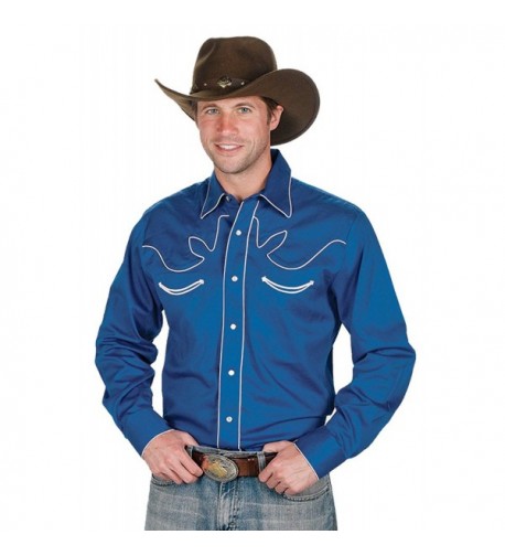 Cotton Western Cowboy Shirt Royal Blue Medium