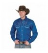 Cotton Western Cowboy Shirt Royal Blue Medium