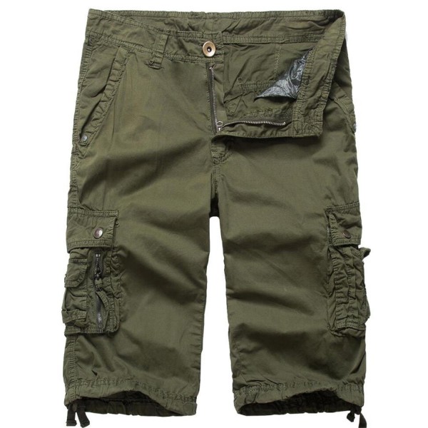 Mens Cotton Cargo Shorts Loose Fit Casual Outdoor Shorts - Army Green ...