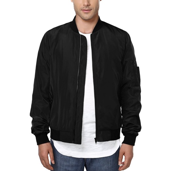 Men's Casual Sportswear Lightweight Baseball Bomber Jacket - Black ...