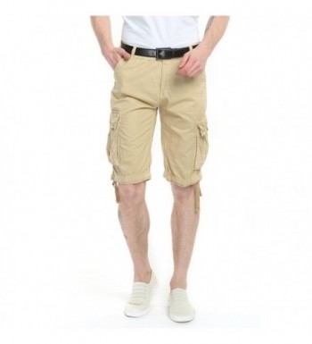 Mens Cargo Shorts Cotton - Khaki - CE180CN2G7N