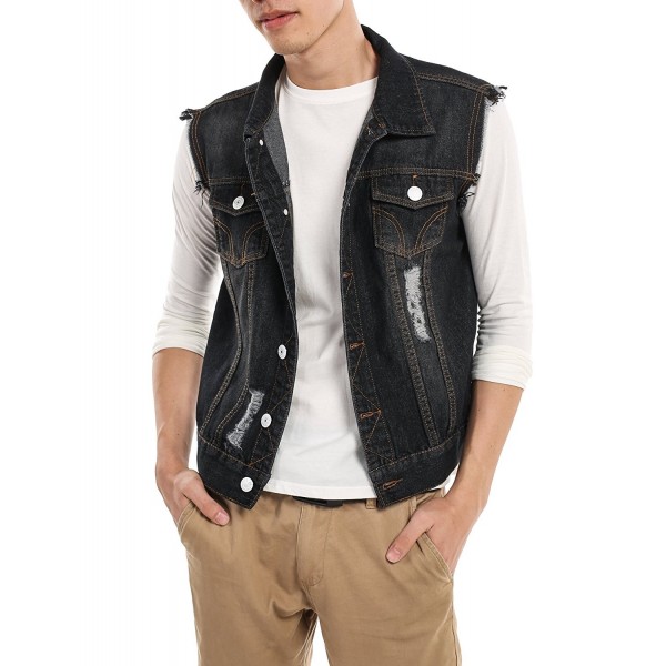 Black sleeveless jean deals jacket mens