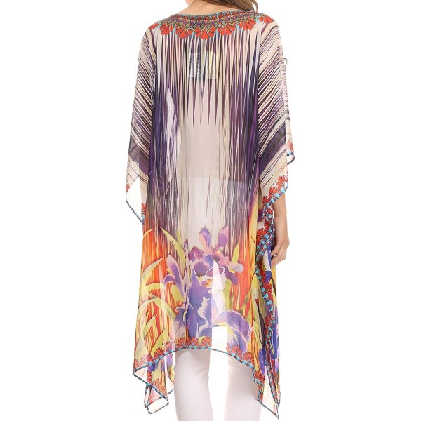 Mimi Short Sheer V Neck Caftan Moroccan Printed Pattern Dress / Cover ...