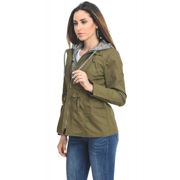 InstarMode Women's Zip Up Military Anorak Safari Jacket With Terry Hood ...
