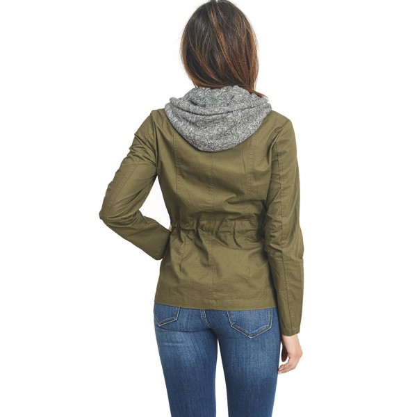 InstarMode Women's Zip Up Military Anorak Safari Jacket With Terry Hood ...