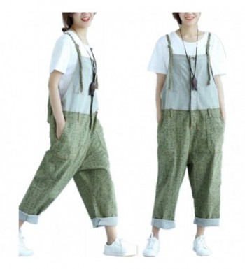 YESNO Cropped Overalls Jumpsuits Contrast