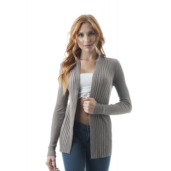 Ribbed Sleeve Cardigan Sweater Heather