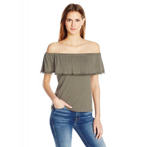 Women's Slub Off The Shoulder - Military Olive - CI12N86G1BV