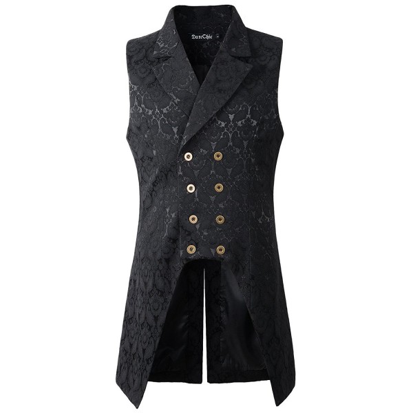 Mens Double Breasted Vest Waistcoat VTG Brocade Gothic Steampunk ...