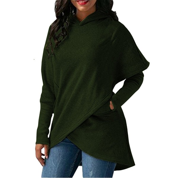 Women Long Sleeve Asymmetric Hem Slim Hooded Sweatshirts Tunic Tops ...