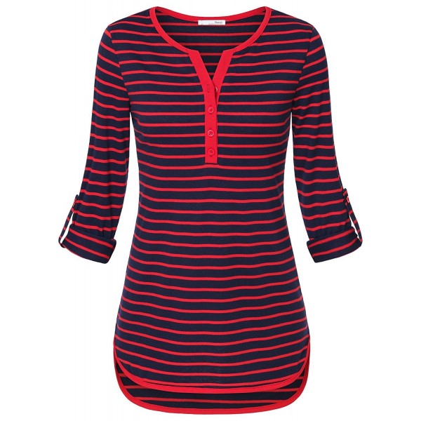 Messic Shirts Womens Mid Long Striped