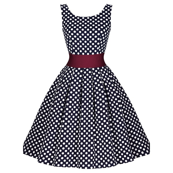 Women's Vintage Cut Out Polka Dot 1950'S Bridesmaid Swing Dress - Navy ...