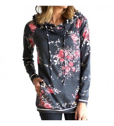 Angashion Hoodies Tops Printed Drawstring Sweatshirt