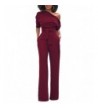 Fashion Shoulder Jumpsuit Bandage Burgundy