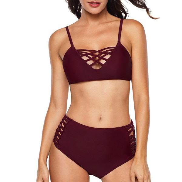 Aixy Bikini Burgundy Waisted Bathing