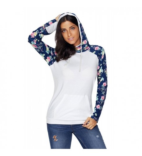 Floral Colorblock Pullover Drawstring Sweatshirt