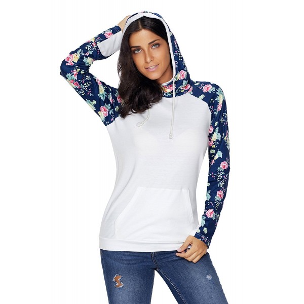 Floral Colorblock Pullover Drawstring Sweatshirt